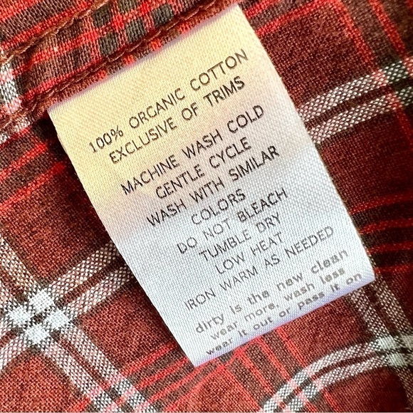 TOAD&CO Organic Cotton Wash & Wear red plaid button down shirt western men’s XL - Picture 10 of 12